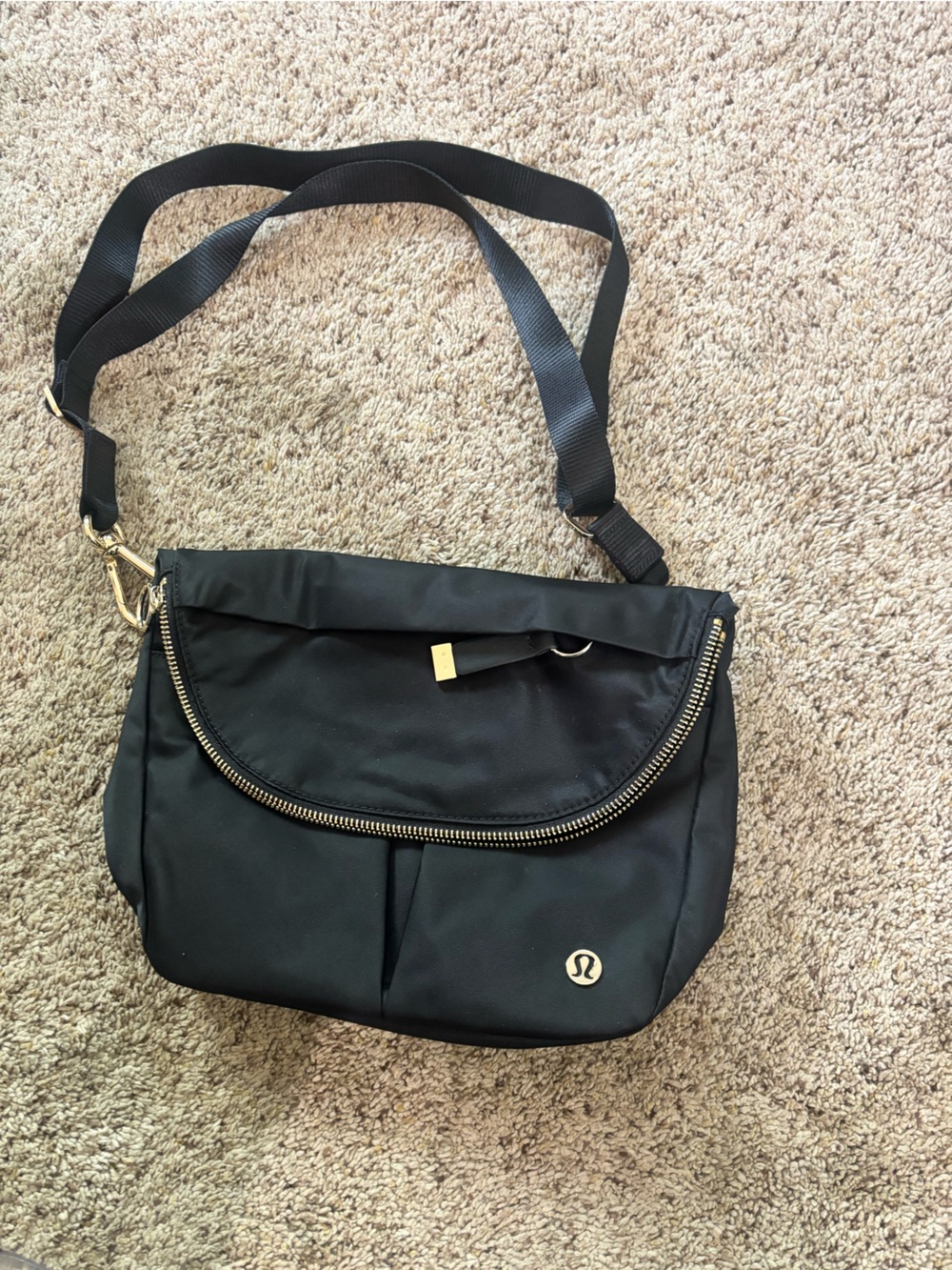 lululemon athletica Black Crossbody Bag with Gold Hardware all night festive bag